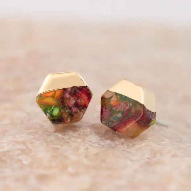 Sedona Sunrise Reds Stud Earrings by Starfish Project closeup detail