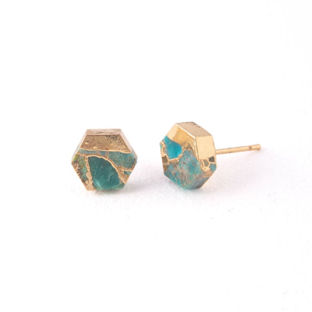 Oasis Turquoise and Gold Stud Earrings