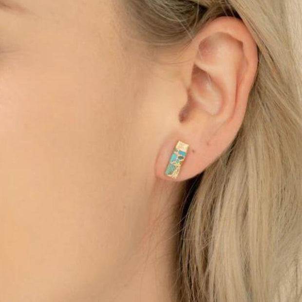 Brayden Turquoise Stud Earrings on model
