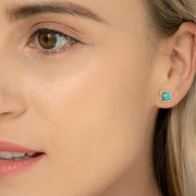 Refuge Natural Turquoise Stud Earrings on model