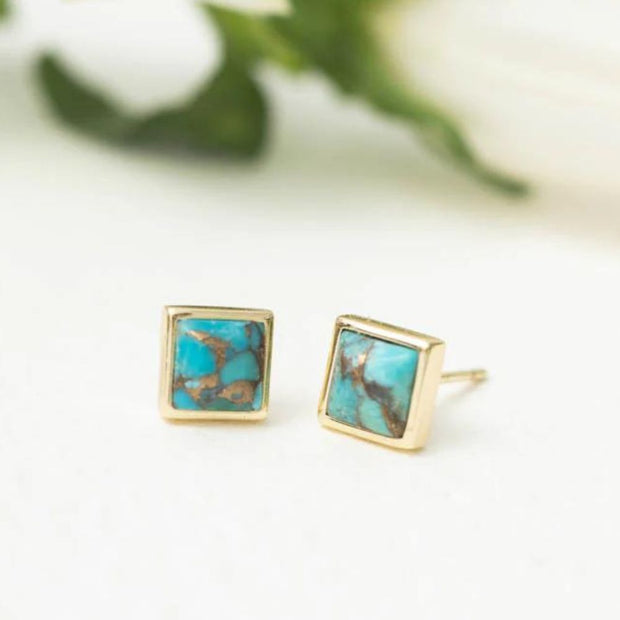 Refuge Natural Turquoise Stud Earrings styled