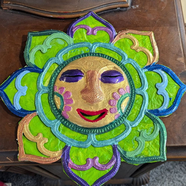 12-inch Lotus Sun Recycled Metal Wall Art painted by customer