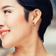 Kyra Multicolored Druzy Stud Earrings on model