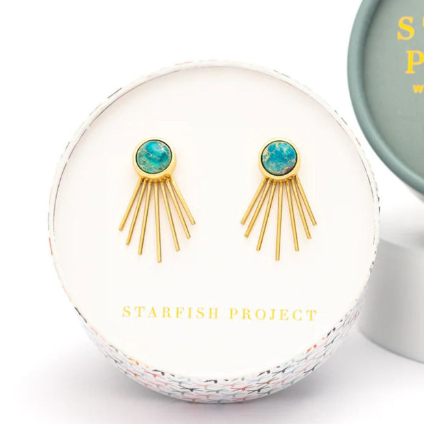 Caroline Emperor Stone Stud & Fringe Earrings in a FREE gift box