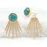 Caroline Emperor Stone Stud & Fringe Earrings on marble surface