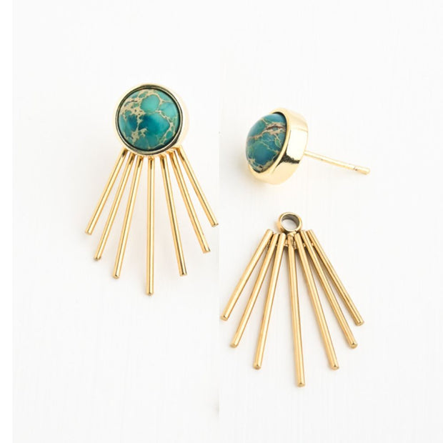 Caroline Emperor Stone Stud & Fringe Earrings by Starfish Project