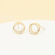 Halo Gold Stud Earrings styled