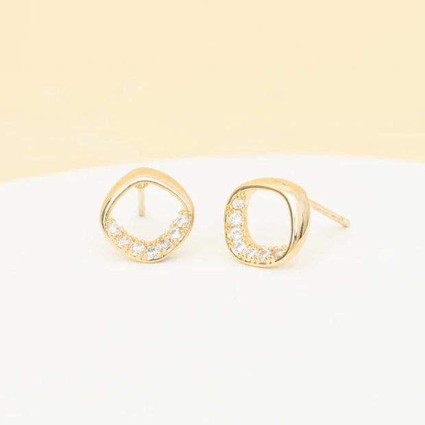Halo Gold Stud Earrings styled