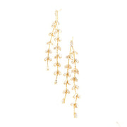 Graceful Willow Zircon and Gold Dangle Post Earrings