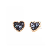 Glitter Gold and Black Heart Stud Earrings