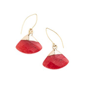 Fan Drop Earrings in Crimson Stone