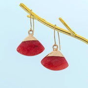 Fan Drop Earrings in Crimson Stone styled