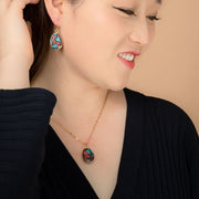 Mosaic Jasper Drop Earrings on model