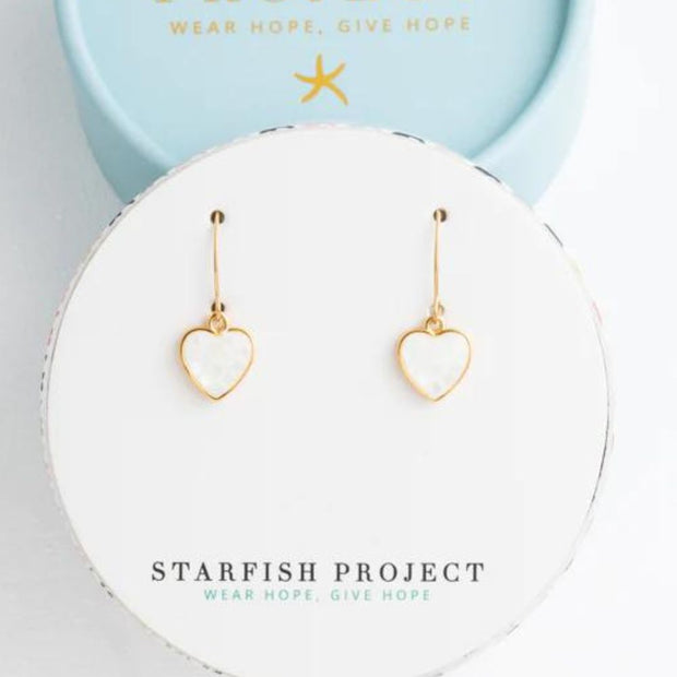 Azure Heart Earrings in Mother of Pearl in Gift Box