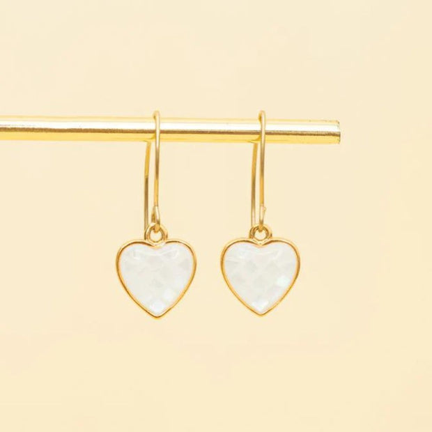 Azure Heart Earrings in Mother of Pearl styled