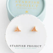 Ara Coral Druzy Stud Earrings in gift box