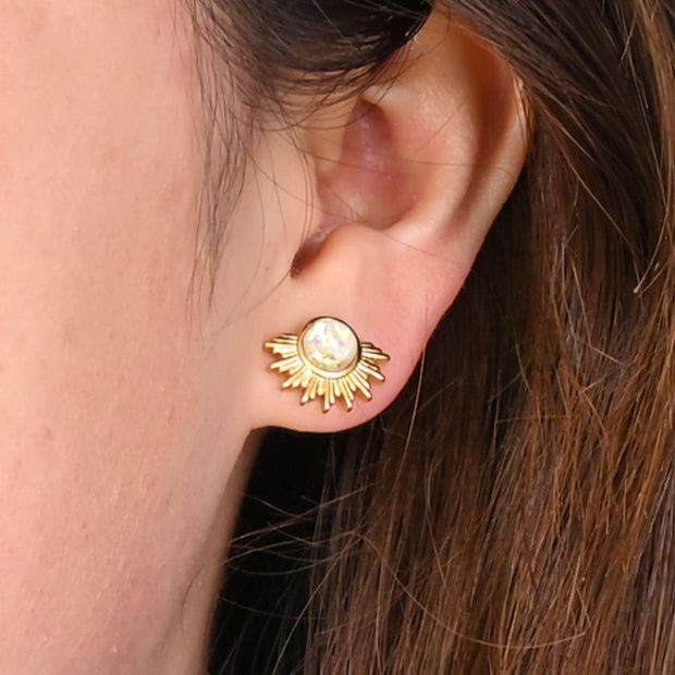 Sunbeam Opal Stud Earrings on model
