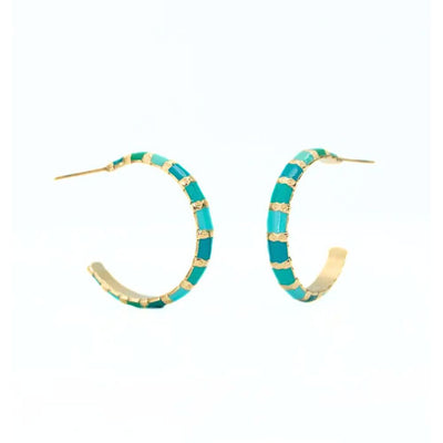 Golden Jade Radiance Open Hoop Earrings