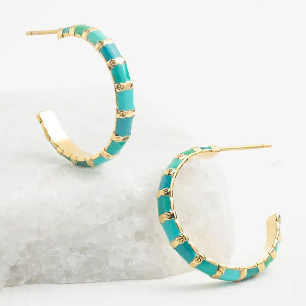 Golden Jade Radiance Open Hoop Earrings closeup detail