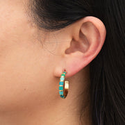 Golden Jade Radiance Open Hoop Earrings on model