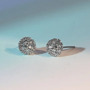 Lustre Bloom Studs in Platinum on gradient background