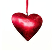 3D Iron Metallic Red Heart Ornament front view