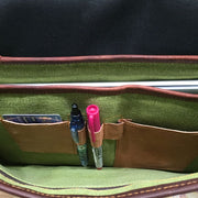 15-inch Genuine Leather Laptop Messenger Briefcase interior view