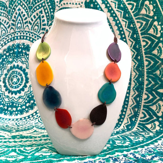Tagua Slivers Statement Necklace - Happiness styled