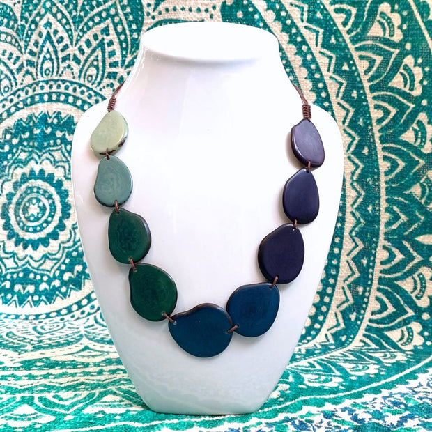 Tagua Slivers Statement Necklace - Tranquility styled