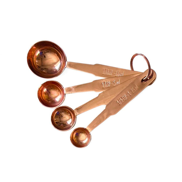 Set of Four Copper Plated Stainless Steel Measuring Spoons