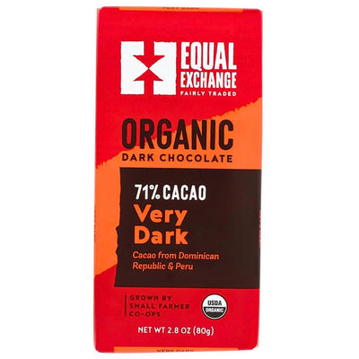 Organic Very Dark Chocolate (71% Cacao) 80g Bar front of label