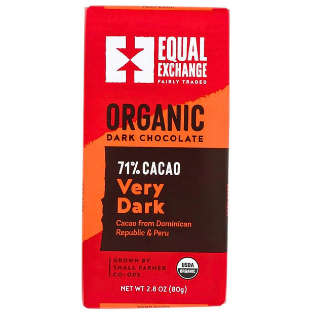 Organic Very Dark Chocolate (71% Cacao) 80g Bar front of label