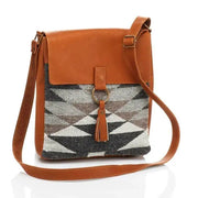 Heritage Tapiz-style Weave and Leather Crossbody Bag front view