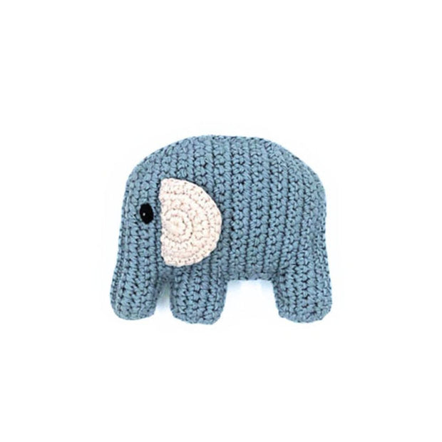 Pebble Plush Baby Elephant Rattle - Blue