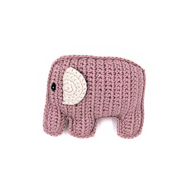 Pebble Plush Baby Elephant Rattle - Pale Pink