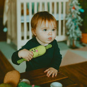 Pretend Play Food Rattle - Green Peapod with toddler