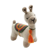 Hand-crocheted Llama Rattle Toy Natural color