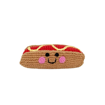 Pretend Play Food Crocheted Rattle - Friendly Hot Dog