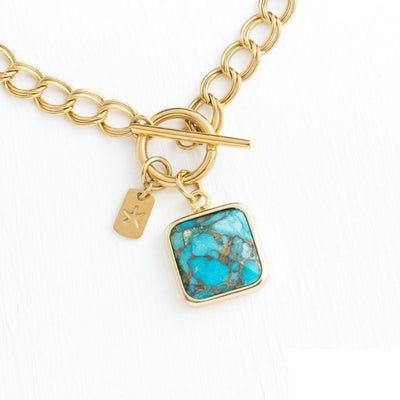 Abundant Hope Necklace - Turquoise pendant and toggle clasp detail