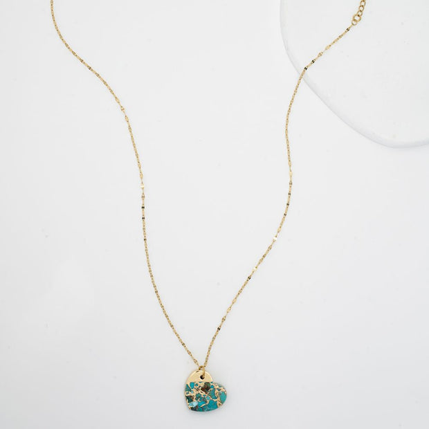 Hope Restored Heart Shaped Turquoise Pendant Necklace full view