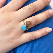 Mini Twin Semi Precious Stone and Alpaca Silver Adjustable Ring on model