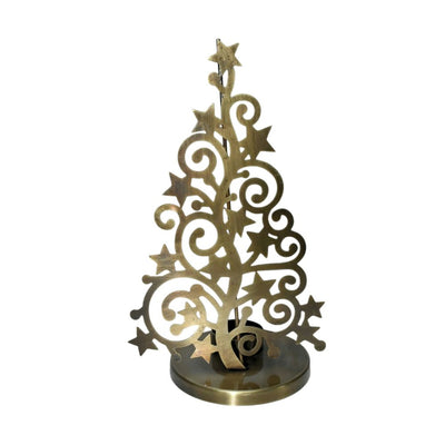 Flat Metal Cutout Christmas Tree T-Light Holder front view
