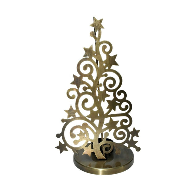 Flat Metal Cutout Christmas Tree T-Light Holder front view
