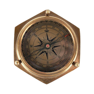 Brass Compass and Calendar Device seen from above showing compass detail