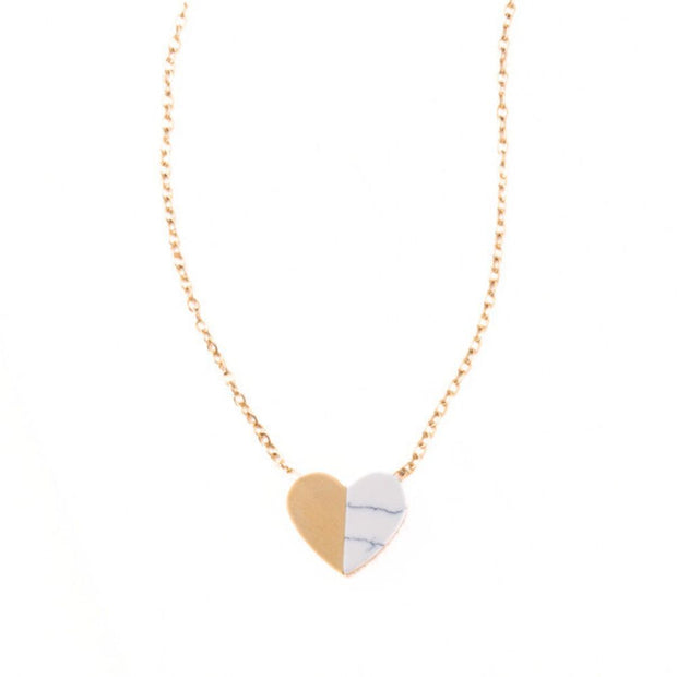 Alexis Gold and Howlite Heart Necklace