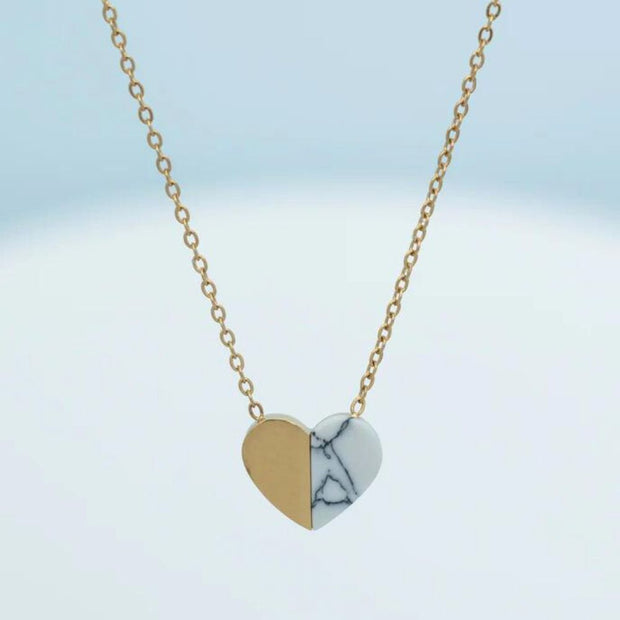 Alexis Gold and Howlite Heart Necklace styled