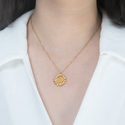 Golden Sunflower Necklace on model