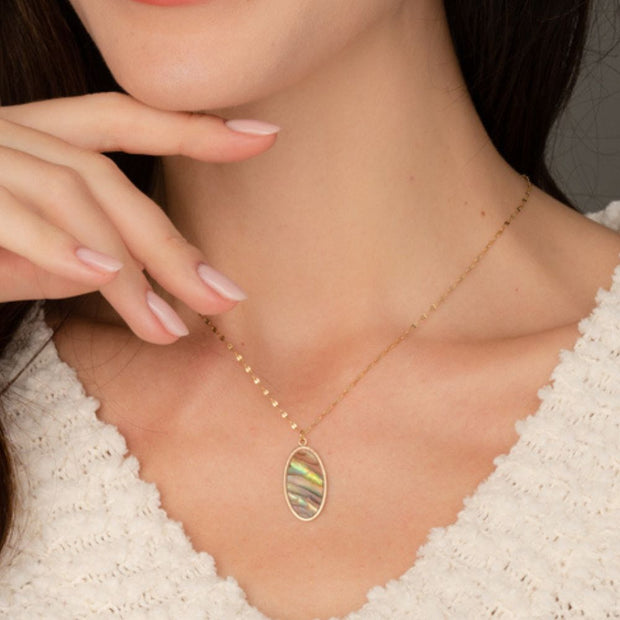 Under the Sea Abalone Pendant Necklace on model