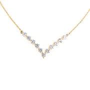 Brilliance V-Bar Chevron Zircon and Gold Necklace