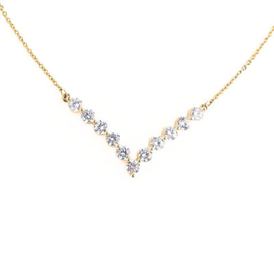 Brilliance V-Bar Chevron Zircon and Gold Necklace